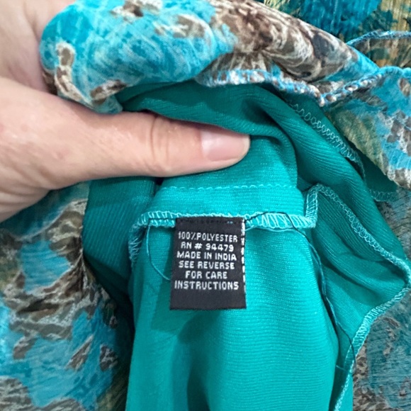 Magic Smocked Fairy Maxi Dress Size S Chiffon Asymmetrical Mermaid Peacock Y2k - Picture 9 of 10